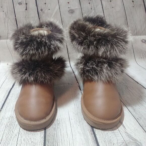 AUABP Fur trimmed leather boots 5.5 - Picture 3 of 9